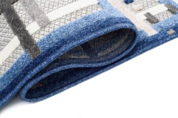 Terasový sivý koberec s modrým vzorom Šírka: 120 cm | Dĺžka: 170 cm