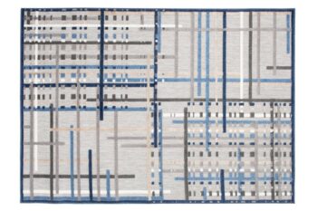 Terasový sivý koberec s modrým vzorom Šírka: 80 cm | Dĺžka: 150 cm