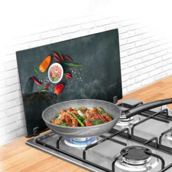 Tescoma Sklenená odkladacia doska na sporák ONLINE 30 x 52 cm, soľ a chilli