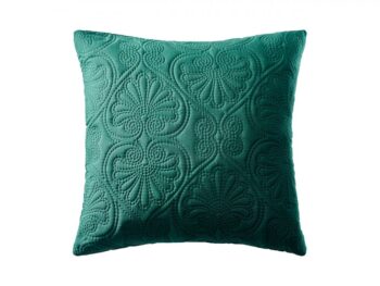 Tmavo zelená prešívaná obliečka na vankúš 45 x 45 cm
