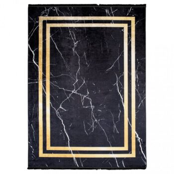 Tmavý dizajnový koberec s mramorovým vzorom zlatých detailov Šírka: 120 cm | Dĺžka: 170 cm