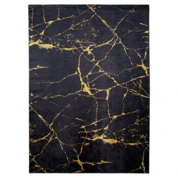 Tmavý moderný koberec s mramorovým vzorom Šírka: 80 cm | Dĺžka: 200 cm