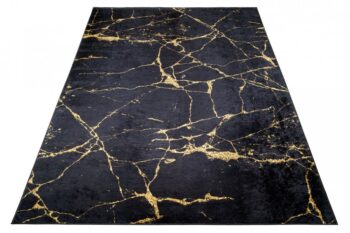 Tmavý moderný koberec s mramorovým vzorom Šírka: 80 cm | Dĺžka: 200 cm