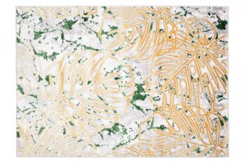 Trendový krémovo-zelený koberec so vzorom zlatých listov Šírka: 120 cm | Dĺžka: 170 cm