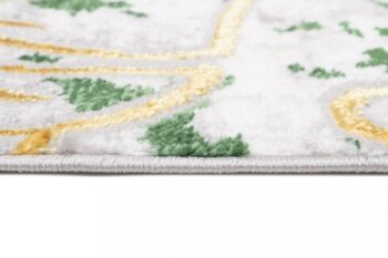 Trendový krémovo-zelený koberec so vzorom zlatých listov Šírka: 140 cm | Dĺžka: 200 cm
