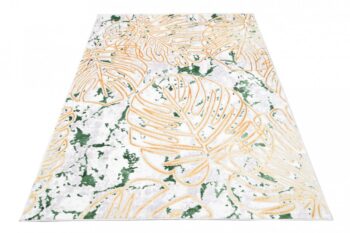 Trendový krémovo-zelený koberec so vzorom zlatých listov Šírka: 160 cm | Dĺžka: 220 cm