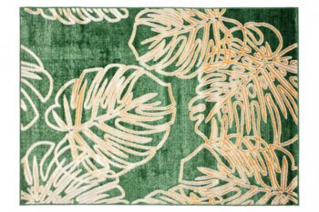 Trendový zelený koberec so vzorom zlatých listov Šírka: 120 cm | Dĺžka: 170 cm