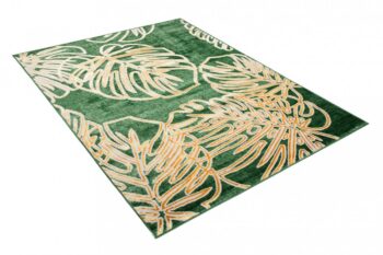 Trendový zelený koberec so vzorom zlatých listov Šírka: 120 cm | Dĺžka: 170 cm