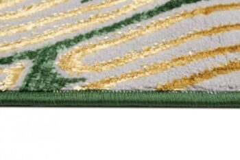 Trendový zelený koberec so vzorom zlatých listov Šírka: 120 cm | Dĺžka: 170 cm