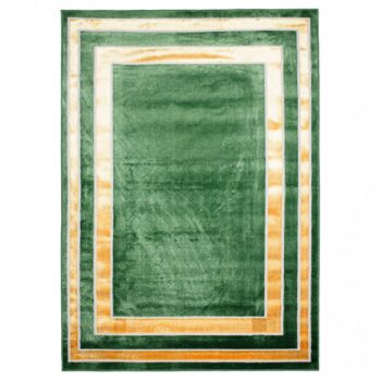 Trendový zelený koberec so zlatým vzorom po okrajoch Šírka: 120 cm | Dĺžka: 170 cm