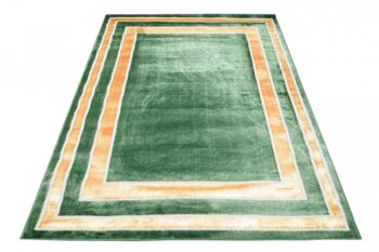 Trendový zelený koberec so zlatým vzorom po okrajoch Šírka: 120 cm | Dĺžka: 170 cm