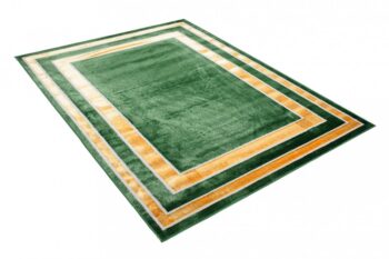 Trendový zelený koberec so zlatým vzorom po okrajoch Šírka: 120 cm | Dĺžka: 170 cm