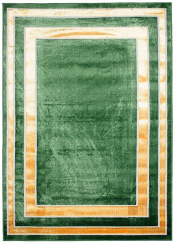 Trendový zelený koberec so zlatým vzorom po okrajoch Šírka: 120 cm | Dĺžka: 170 cm