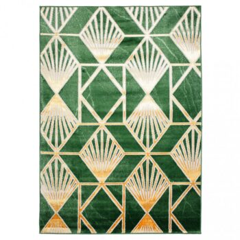 Trendový zelený koberec so zlatými geometrickými vzormi Šírka: 140 cm | Dĺžka: 200 cm