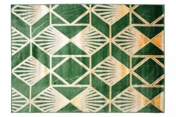 Trendový zelený koberec so zlatými geometrickými vzormi Šírka: 200 cm | Dĺžka: 300 cm