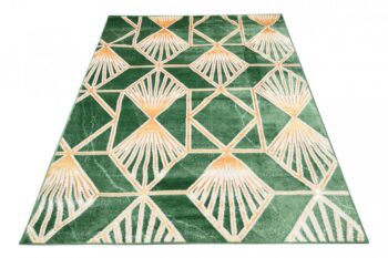 Trendový zelený koberec so zlatými geometrickými vzormi Šírka: 200 cm | Dĺžka: 300 cm
