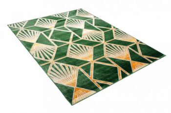 Trendový zelený koberec so zlatými geometrickými vzormi Šírka: 80 cm | Dĺžka: 150 cm