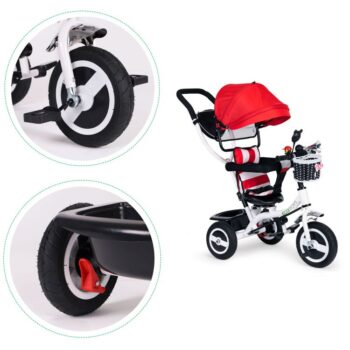 Trojkolka, kočík červenej farby Ecotoys