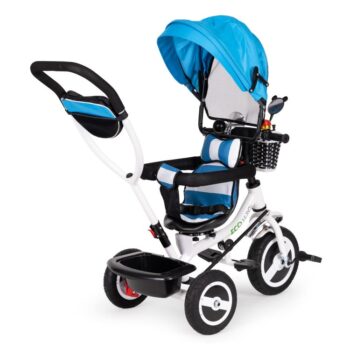 Trojkolka, kočík modrej farby Ecotoys