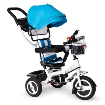 Trojkolka, kočík modrej farby Ecotoys