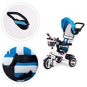 Trojkolka, kočík modrej farby Ecotoys