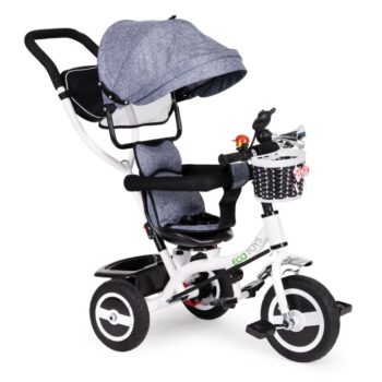 Trojkolka, kočík sivej farby Ecotoys