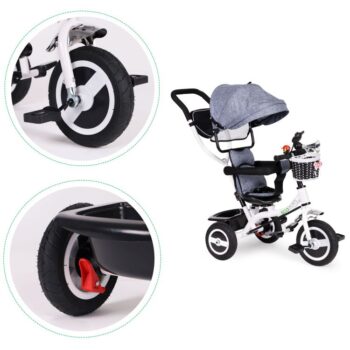 Trojkolka, kočík sivej farby Ecotoys