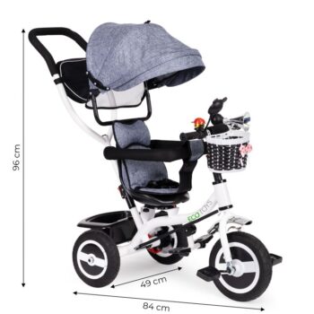 Trojkolka, kočík sivej farby Ecotoys