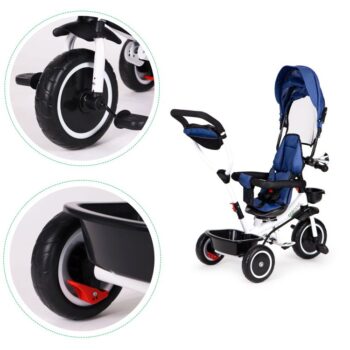 Trojkolka, kočík v modrej farbe Ecotoys