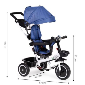 Trojkolka, kočík v modrej farbe Ecotoys