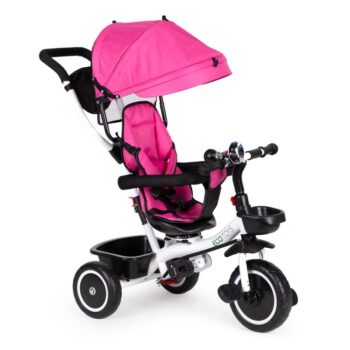 Trojkolka, kočík v tmavoružovej farbe Ecotoys