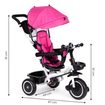 Trojkolka, kočík v tmavoružovej farbe Ecotoys