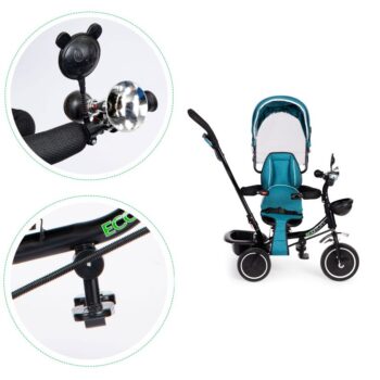 Trojkolka, kočík zelenomodrej farby Ecotoys
