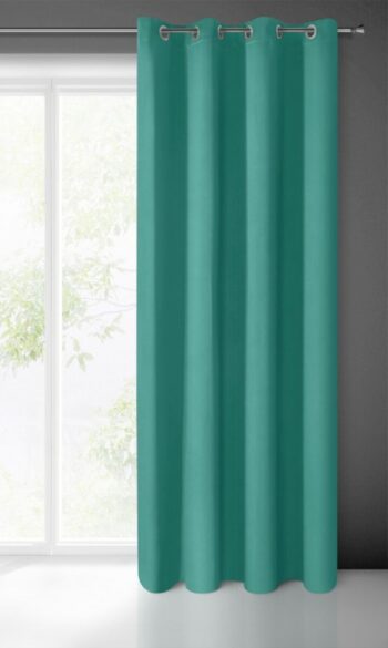 Tyrkysovo zelené jednofarebné závesy na kruhy 140x250 cm