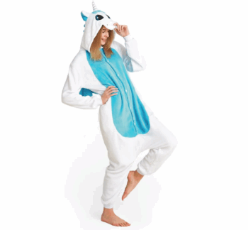 Tyrkysový kigurumi overal s motívom jednorožca veľkosť M
