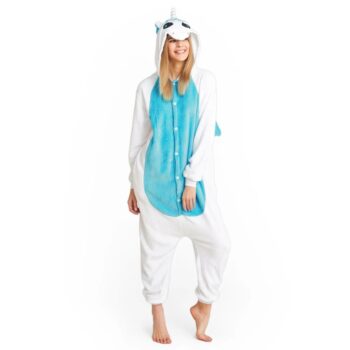 Tyrkysový kigurumi overal s motívom jednorožca veľkosť M