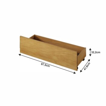 Praktický úložný priestor k posteli MIDEA (2 ks) na kolieskach určite využijete. Rozmery úložného priestoru sú (ŠxHxV): 97,5x41,6x32,2 cm. Na jeho výrobu bola použitá kvalitná MDF (drevovláknitá doska) v kombinácii s masívnym drevom. Farebné prevedenie úložných priestorov je vo farbe dub, ktorá…