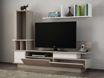 Predstavujeme UNCOMON, obývaciu stenu, ktorá prináša do vašej obývačky moderný a elegantný dizajn. Táto vysoká a priestranná zostava v kombinácii bielej a svetlo hnedej farby je navrhnutá tak, aby poskytovala praktické a estetické riešenie pre vaše multimediálne zariadenia a ďalšie potreby.Detailné špecifikácieTyp tovaru: Obývacia stenaMateriál: Kvalitná LTD s hrúbkou materiálu 18 mm, zaisťujúca odolnosť a dlhú životnosť.Rozmery:TV stolík: 149 x 31.5 x 117.1 cmHorná polica: 90 x 14.5 x 22 cmLacná knižnica: 29.5 x 31.5 x 117.1 cmFarba: Elegantná kombinácia bielej a svetlo hnedej, ktorá dodáva priestoru svieži a moderný vzhľad.Vybavenie: Regálka poskytujúca dostatok úložného priestoru pre elektroniku, knihy alebo dekorácie.Vzhľad: Vysoká konštrukcia, ktorá ponúka dostatok priestoru na uskladnenie a vystavenie vašich multimediálnych zariadení a dekorácií.Podrobnosti o rozmere: Miesto pre TV - šírka 118.5 cmDodatočné informácie: Produkt je dodávaný v demontovanom stave, čo uľahčuje transport a montáž.Obývacia stena UNCOMON je ideálnou voľbou pre tých, ktorí hľadajú moderný a funkčný nábytok s elegantným vzhľadom. Jej kombinácia bielej a svetlo hnedej farby a minimalistický dizajn prinášajú do vášho domova sviežosť a moderný štýl, zatiaľ čo poskytuje dostatok úložného priestoru pre všetky vaše potreby.