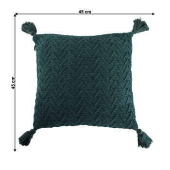 KONDELA Usale pletený vankúš 45x45 cm tmavozelená – Obrázok 2