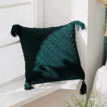 KONDELA Usale pletený vankúš 45x45 cm tmavozelená – Obrázok 8