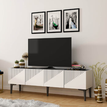 Luxusný TV stolík USER do vašej obývačkyElegantný a praktický TV stolík USER je ideálnou voľbou pre vašu obývaciu izbu. Je vyrobený z kvalitného materiálu LTD s hrúbkou 18 mm, ktorý zaručuje dlhú životnosť a odolnosť. Stolík je navrhnutý v modernom luxusnom štýle, ktorý dodá vášmu interiéru nádych elegancie.Kľúčové vlastnosti:Rozmer: 45 x 154 x 37 cmMateriál: LTDPočet dvierok: 2 plné dvierkaFarba: bielaPlastové nožičkyDodávame v demonteTV stolík USER je navrhnutý tak, aby spĺňal požiadavky na funkčnosť aj estetiku. Dve plné dvierka poskytujú dostatok úložného priestoru pre vaše multimediálne zariadenia či iné potreby. Vďaka plastovým nožičkám je stolík ľahko premiestniteľný a vhodný aj na rôzne typy podláh.Užite si pohodlie a štýl, ktorý TV stolík USER prináša do vášho domova!