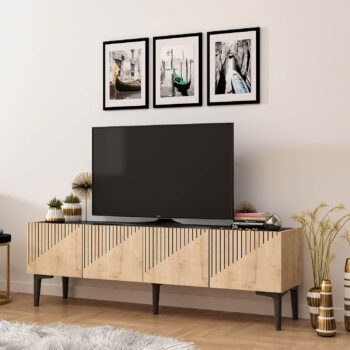Luxusný TV stolík USER do vašej obývačkyElegantný a praktický TV stolík USER je ideálnou voľbou pre vašu obývaciu izbu. Je vyrobený z kvalitného materiálu LTD s hrúbkou 18 mm, ktorý zaručuje dlhú životnosť a odolnosť. Stolík je navrhnutý v modernom luxusnom štýle, ktorý dodá vášmu interiéru nádych elegancie.Kľúčové vlastnosti:Rozmer: 45 x 154 x 37 cmMateriál: LTDPočet dvierok: 2 plné dvierkaFarba: dubPlastové nožičkyDodávame v demonteTV stolík USER je navrhnutý tak, aby spĺňal požiadavky na funkčnosť aj estetiku. Dve plné dvierka poskytujú dostatok úložného priestoru pre vaše multimediálne zariadenia či iné potreby. Vďaka plastovým nožičkám je stolík ľahko premiestniteľný a vhodný aj na rôzne typy podláh.Užite si pohodlie a štýl, ktorý TV stolík USER prináša do vášho domova!