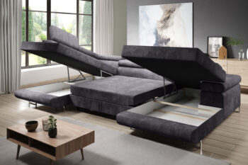 Účková sedačka LORUS U je určená pre milovníkov klasických sedačiek. Sedačka má praktický úložný priestor a disponuje aj funkciou rozkladu. Po rozložení vznikne plocha na spanie 125 x 266 cm.Sedačka je tvorená vlnovcovou pružinou a PUR penou s hustotou T-30.Rozmery (ŠxVxH) : 345 x 90 x 202 cm. Výška so zloženými záhlavkami je 70 cm. Výška sediska od zeme je 43 cm. Hĺbka sediska bez vankúšov je 65 cm.Farebné prevedenie : Kronos 22Prevedenie rohu : ľavéPoťahová látka KRONOS je vyrobená zo 100% polyesteru a radí sa medzi plyšové tkaniny. Je veľmi mäkká a príjemná na dotyk. Výhodou textílie Kronos je odolnosť voči svetlu, nedochádza teda k vyblednutiu a tiež nežmolkovatie. Na čistenie Vám stačí iba špeciálny čistiaci prostriedok a jemná hubka. Nepoužívajte vodu, nevystavujte ju príliš vysokej teplote a chemickým prípravkom na báze chlóru.100 x 146 x 63 cm – 56 kg204 x 100 x 63 – 70 kg205 x 104 x 63 – 79  kgDodávame v demonte.Farebné prevedenie sa môže líšiť v závislosti od nastavenia Vášho PC monitora alebo telefónu.