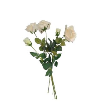 Umelá kvetina Ruža biela, 68 cm, 5 ks