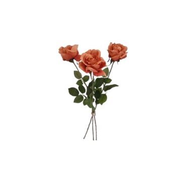 Umelá kvetina Ruža oranžová, 74 cm, 3 ks