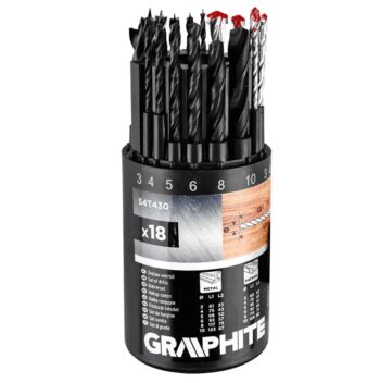 Univerzálna sada vrtákov GRAPHITE 54T430 – 18 ks pre kov, drevo aj tehlu