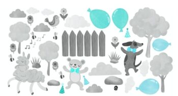 Úžasná detská nálepka do detskej izby veselé zvieratká 100 x 200 cm