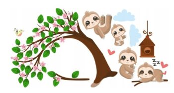 Úžasná nálepka na stenu zaľúbené leňochody 80 x 160 cm