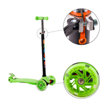 KONDELA Vaola Typ 1 detská kolobežka s osvetlením zelená / čierna – Obrázok 11