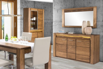 Konferenčný stolík V-41 patrí do modernej sektorovej rady VELET. Nábytok je vyrobený z vysoko kvalitných materiálov: korpus je z prírodnej dyhy, predné časti sú z masívneho dreva. Elegantné farebné prevedenie dub rustikálny. Rozmer š/v/h 120 x 48 x 70 cm. Dodávame v demonte.V sektore VELET sa nachádza 15 rôznych elementov, z ktorých je možné zariadiť si originálnu jedáleň či obývačku.